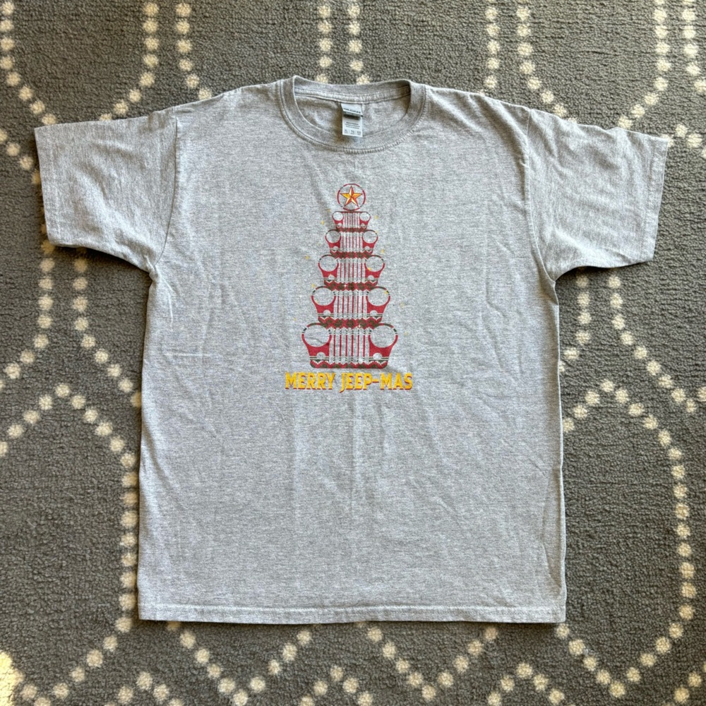 Jeep - Gray Merry Jeep-Mas Kids Tee - YOUTH SIZE XL